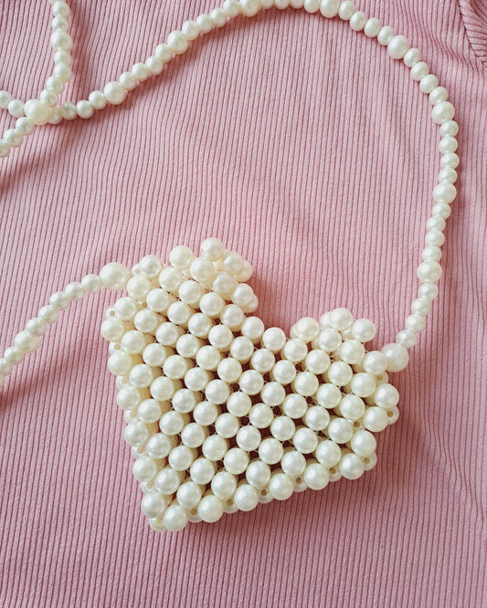 Cartera corazón perlas